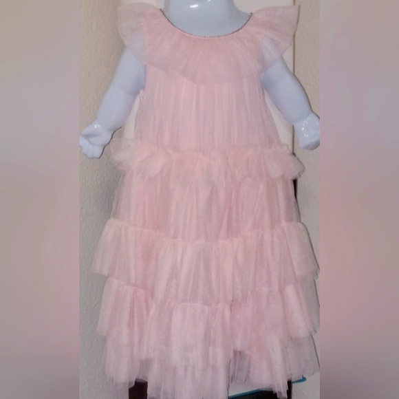 Mud Pie Baby Girl Mesh Tiered Sleeveless Dress Size 12-18 Months - Picture 2 of 3